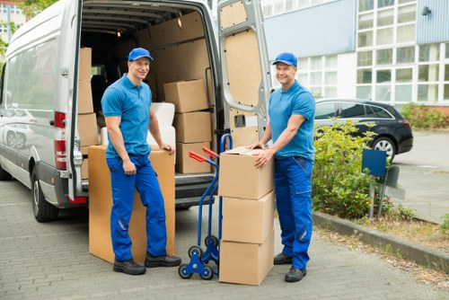 Packed boxes and furniture ready for removal in Waterloo